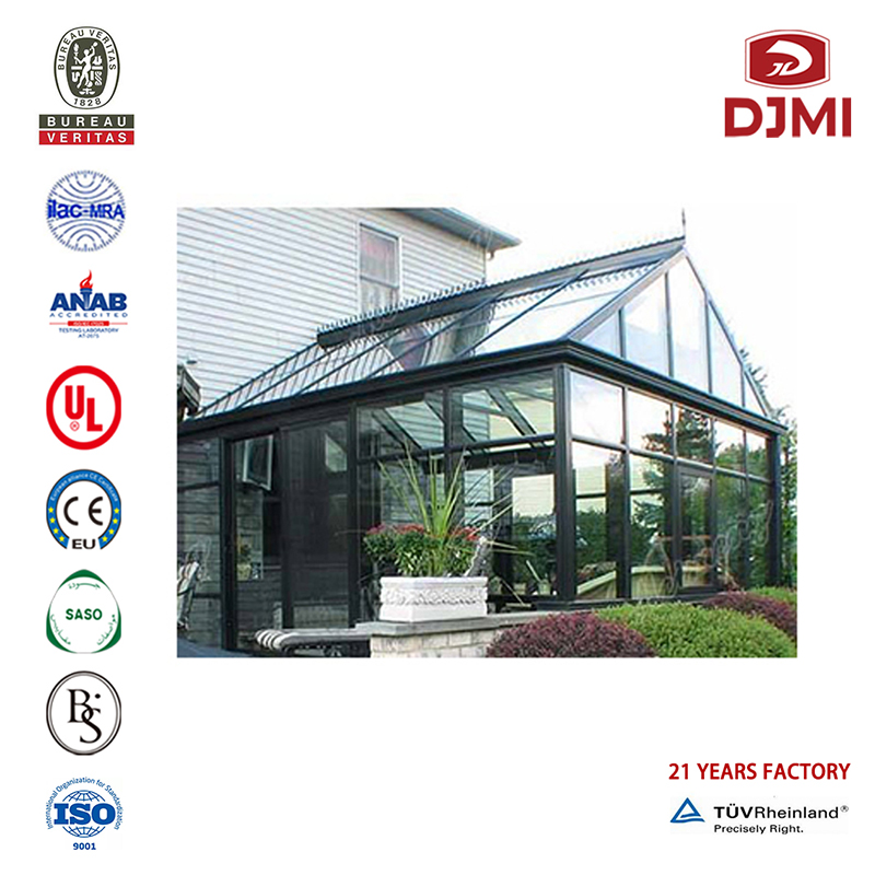 Sunroom Flat Roof Winter Greenhouse Lamineeritud Glass Aluminium Sunroom New Disaind Room Sun House Isoleeritud Glass Wind Proof Aluminum Sunroom Brand New Hot-Executing Encloure Sunroom Aluminum Frame Flat Roof ja Volding Green Door House